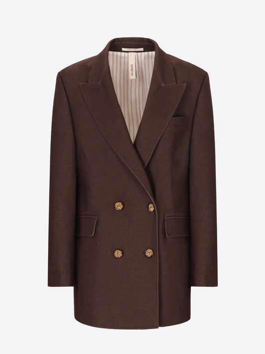 Distretto12 Agrifoglio Brown Printed Milano-Knit Double-Breasted Jacket - Woman - Product Still Life
