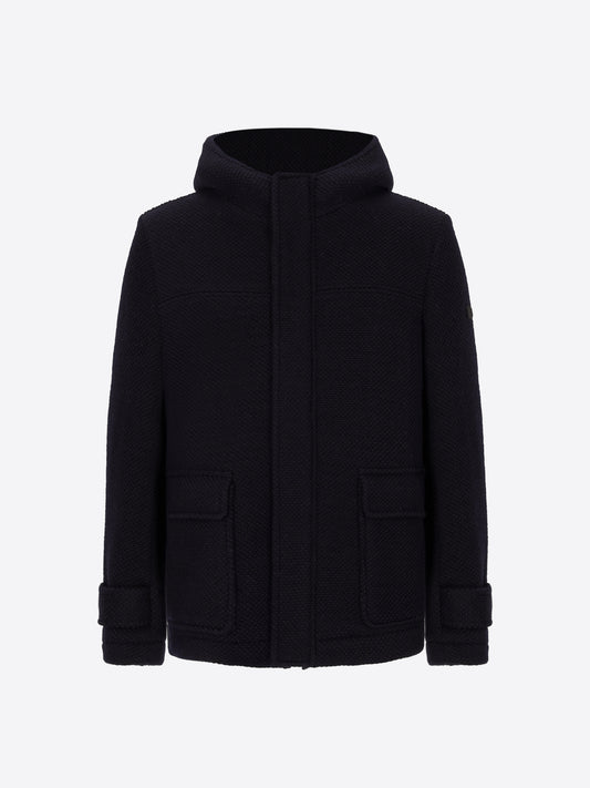 Seed-Stitch Wool-Blend Hooded Jacket Blasius