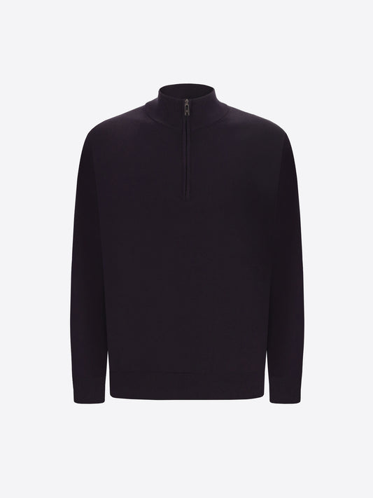 Distretto12 Blue Technical Cotton-Blend Zip Turtleneck Sweater Perugino - Product Still Life
