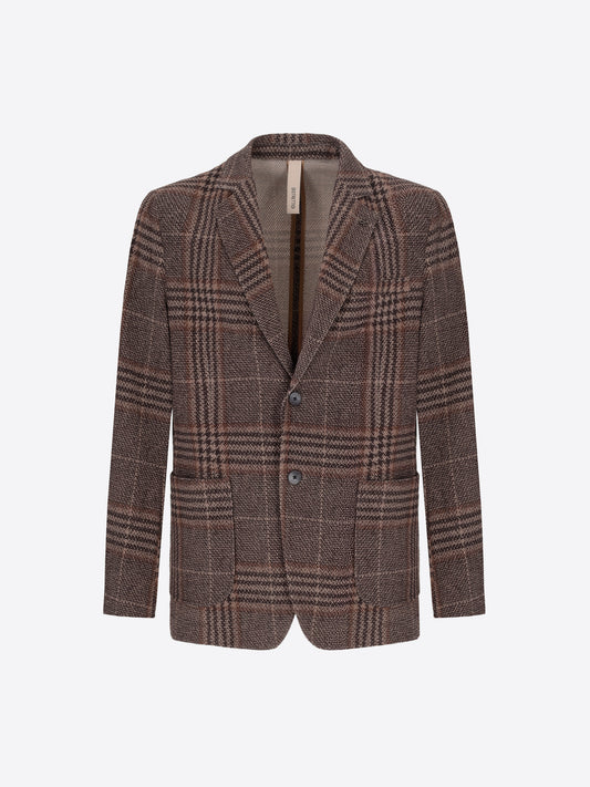 Distretto12 Picasso Brown Textured Pin-Dot Tartan-Print Jacket - Product Still Life