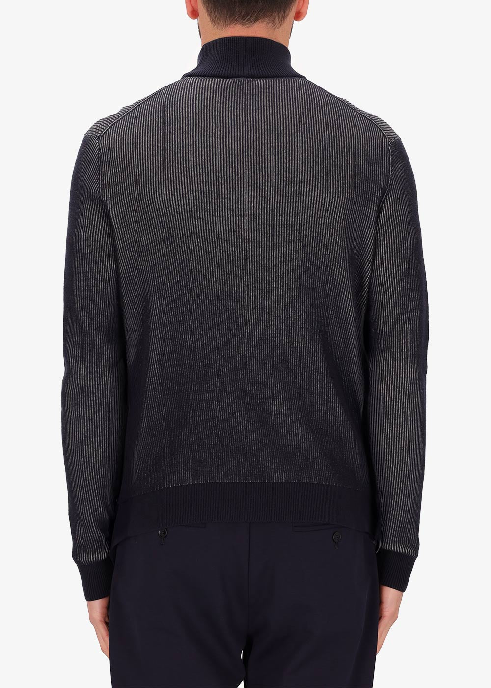 Maglia Ribs Collo Alto a Piccole Coste Bicolor