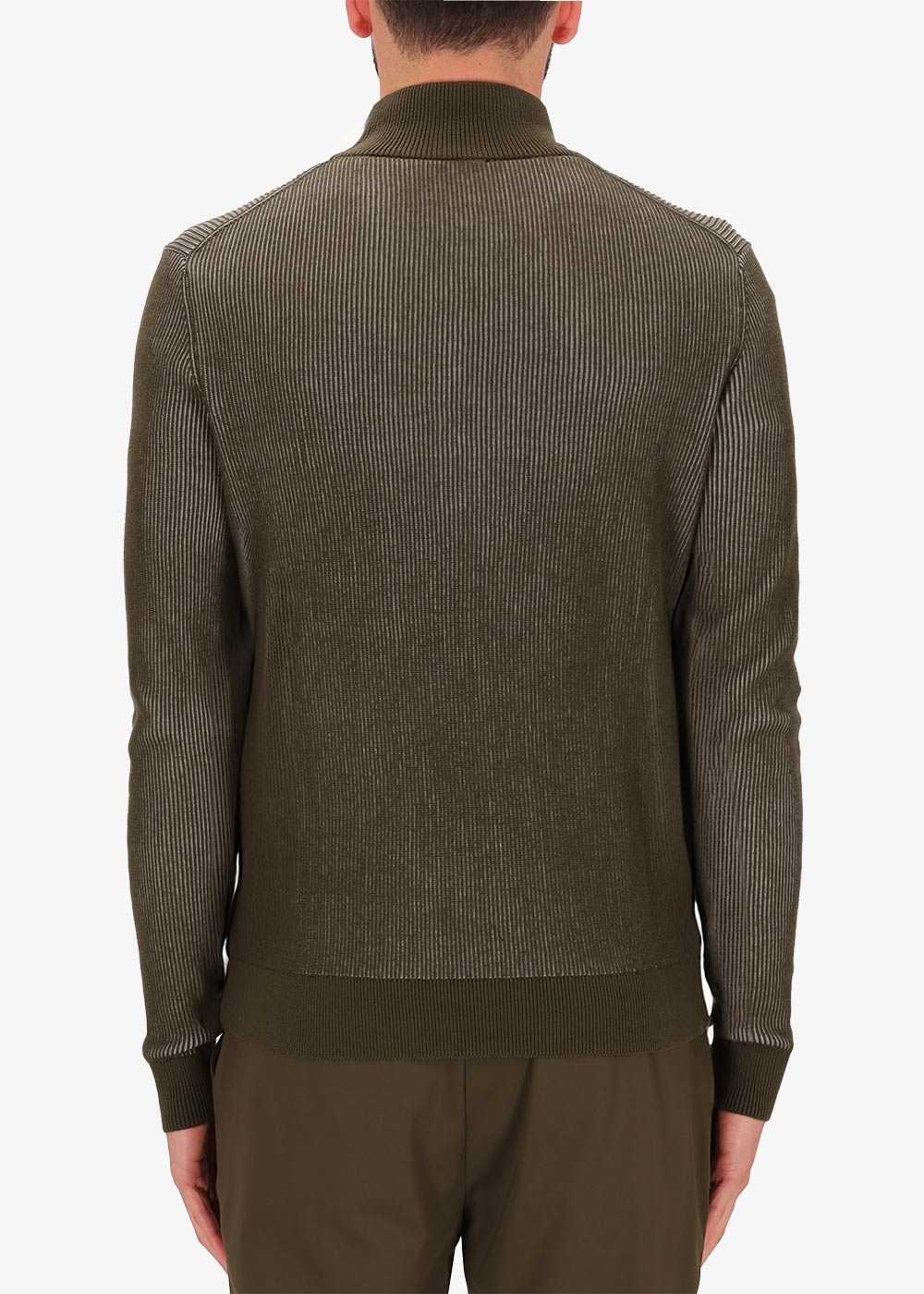 Maglia Ribs Collo Alto a Piccole Coste Bicolor