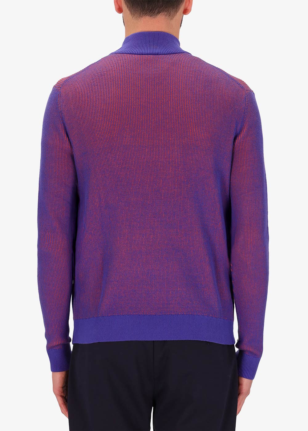 Maglia Ribs Collo Alto a Piccole Coste Bicolor