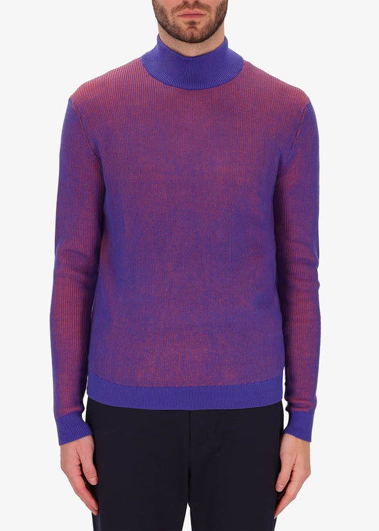 Two-Tone Ribbed Mock Neck Sweater Ribs
