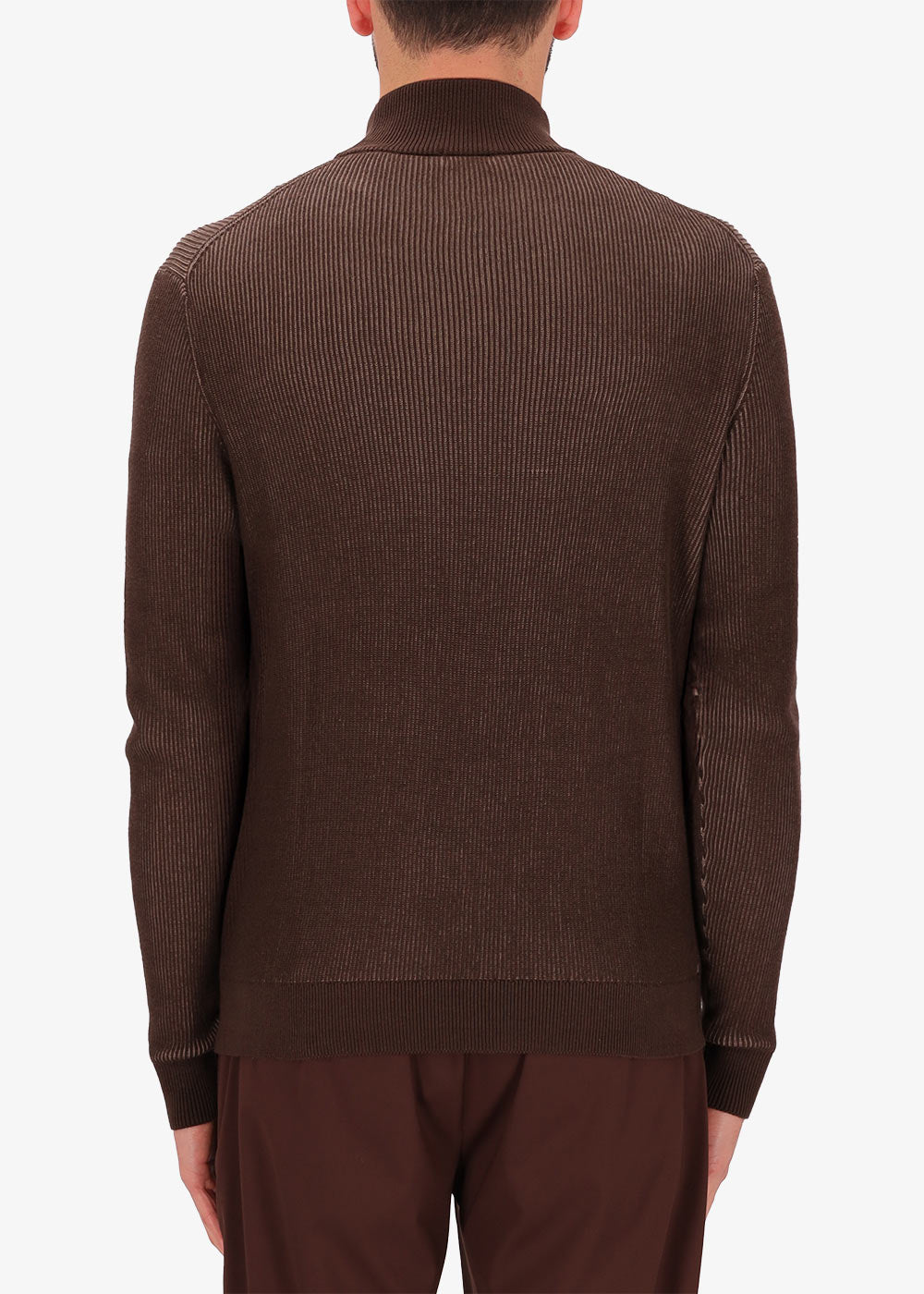 Maglia Ribs Collo Alto a Piccole Coste Bicolor