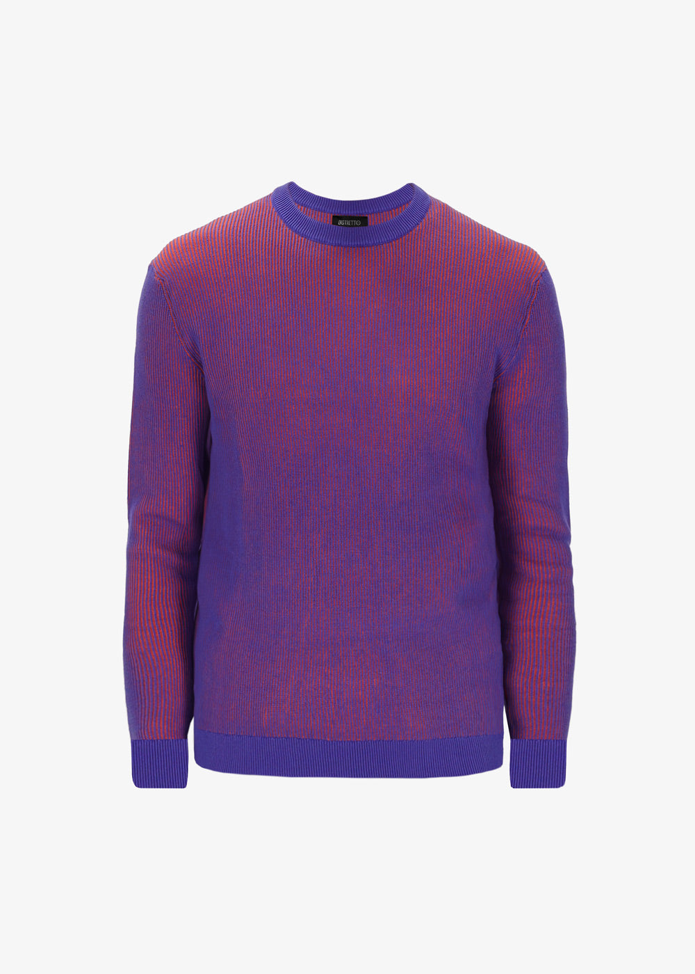 Zweifarbiger Ribs Pullover mit Rundhalsausschnitt