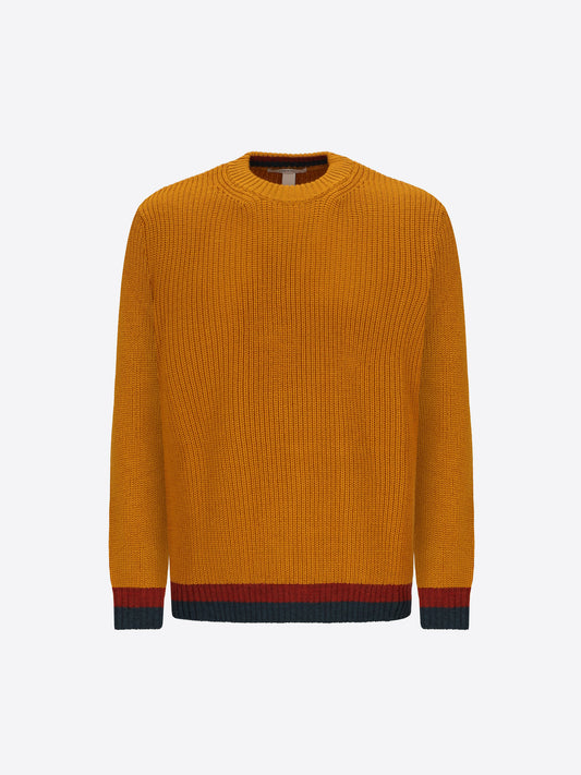 Distretto12 Ochre Wool-Blend English Rib Sweater Guttuso - Product Still Life