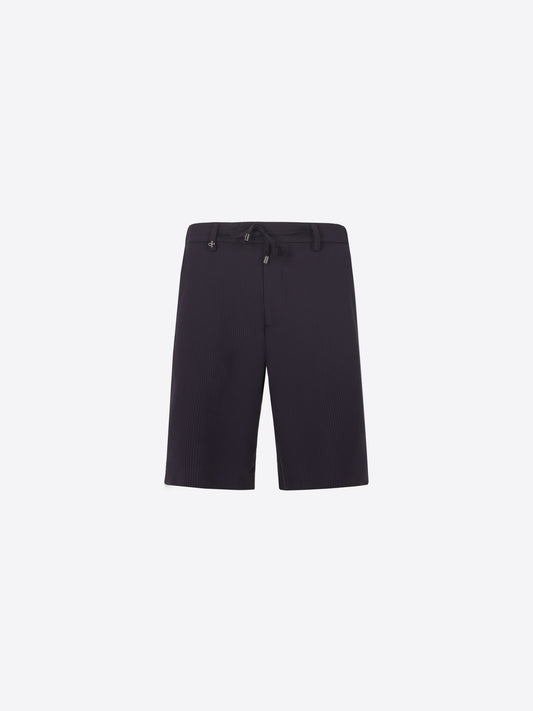 High-Perform12 Bermuda Leccio In Raised-Stripe Technical Stretch Fabric