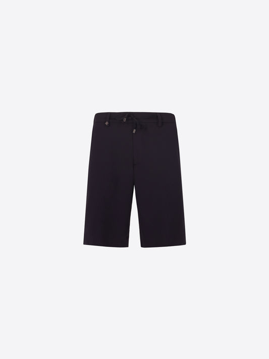 High-Perform12 Bermuda Leccio In Raised-Stripe Technical Stretch Fabric - Icon