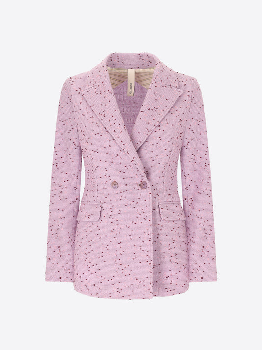 Double-Breasted Jacket Bamboo In Super-Comfort Buttoned Cotton-Viscose Jersey Fabric - Woman