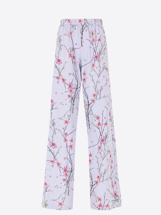 Tiglio Elastic Hose Aus Baumwollpopeline Mit Zweifarbigem Streifen- Und Blumenprint - Woman