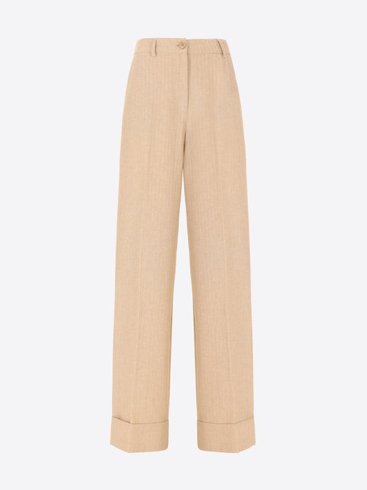 Trifoglio Regular Hose Aus Baumwoll-Viskosemischgewebe Mit Zweifarbiger Fischgratstruktur - Woman