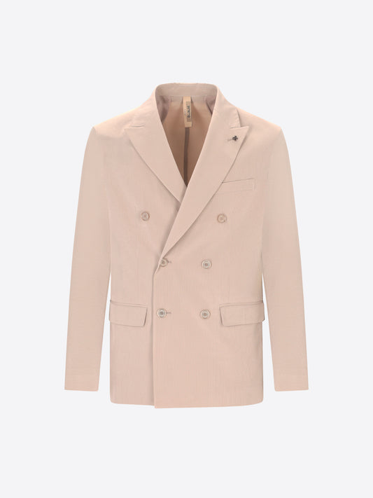Giacca Doppiopetto Semi Sartoriale Arezzo In Tessuto Goffrato A Righe Sottili Super Comfort