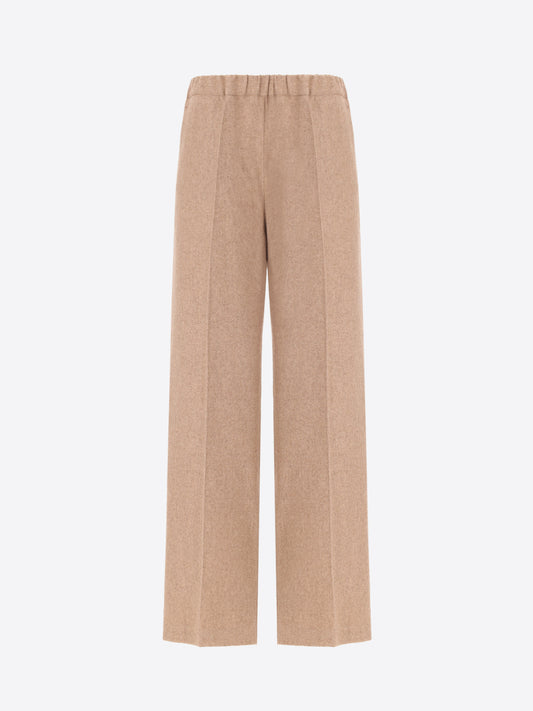 Elastic Relax Trousers in Wool-Blend Flannel Melange Castle - Woman