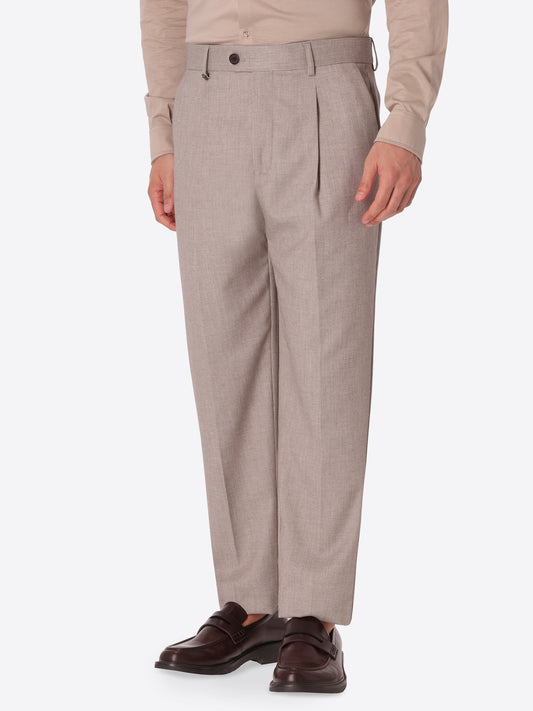 Pantaloni Acanto con Pinces in Tessuto Melange Misto Viscosa