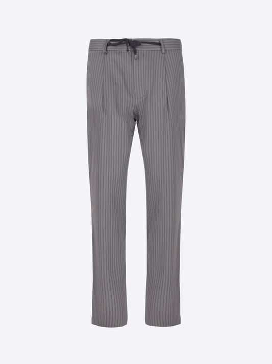 Rio Trousers Prugnolo In Technical Jersey Stripe Print Fabric