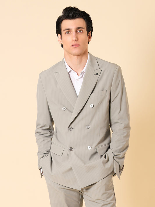 Striped Super-Comfort Double-Breasted Jacket Carrubo