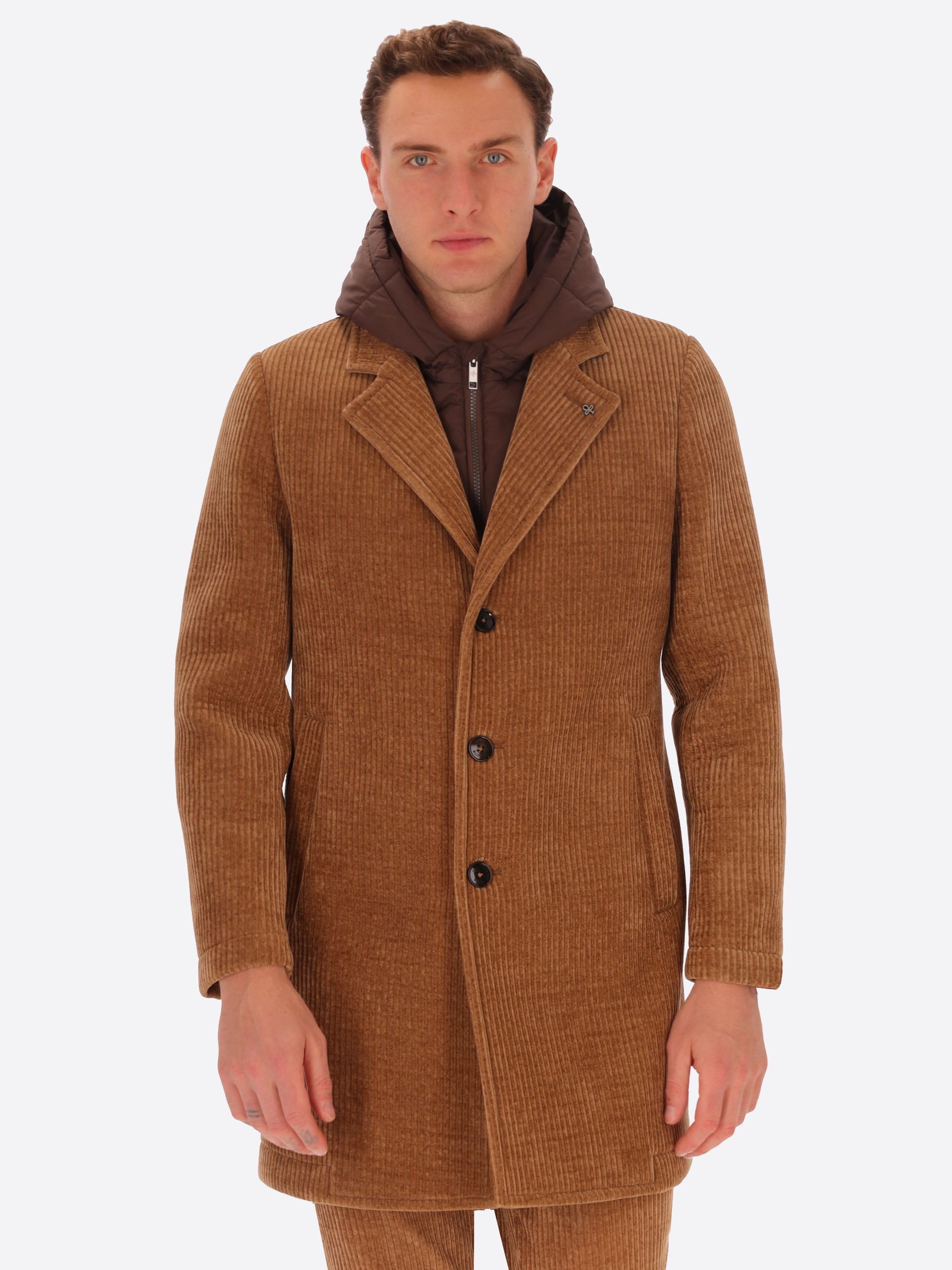 French Rib Corduroy Coat With Detachable Hood Alba