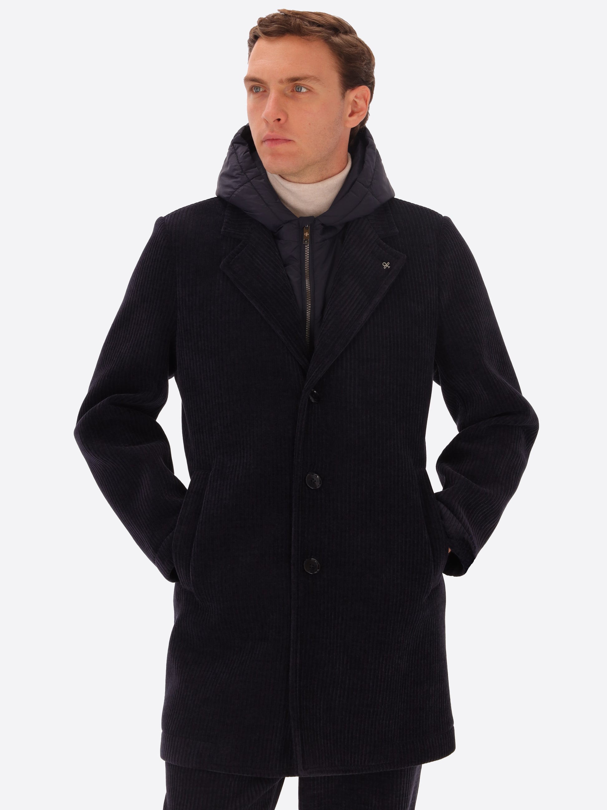 French Rib Corduroy Coat With Detachable Hood Alba