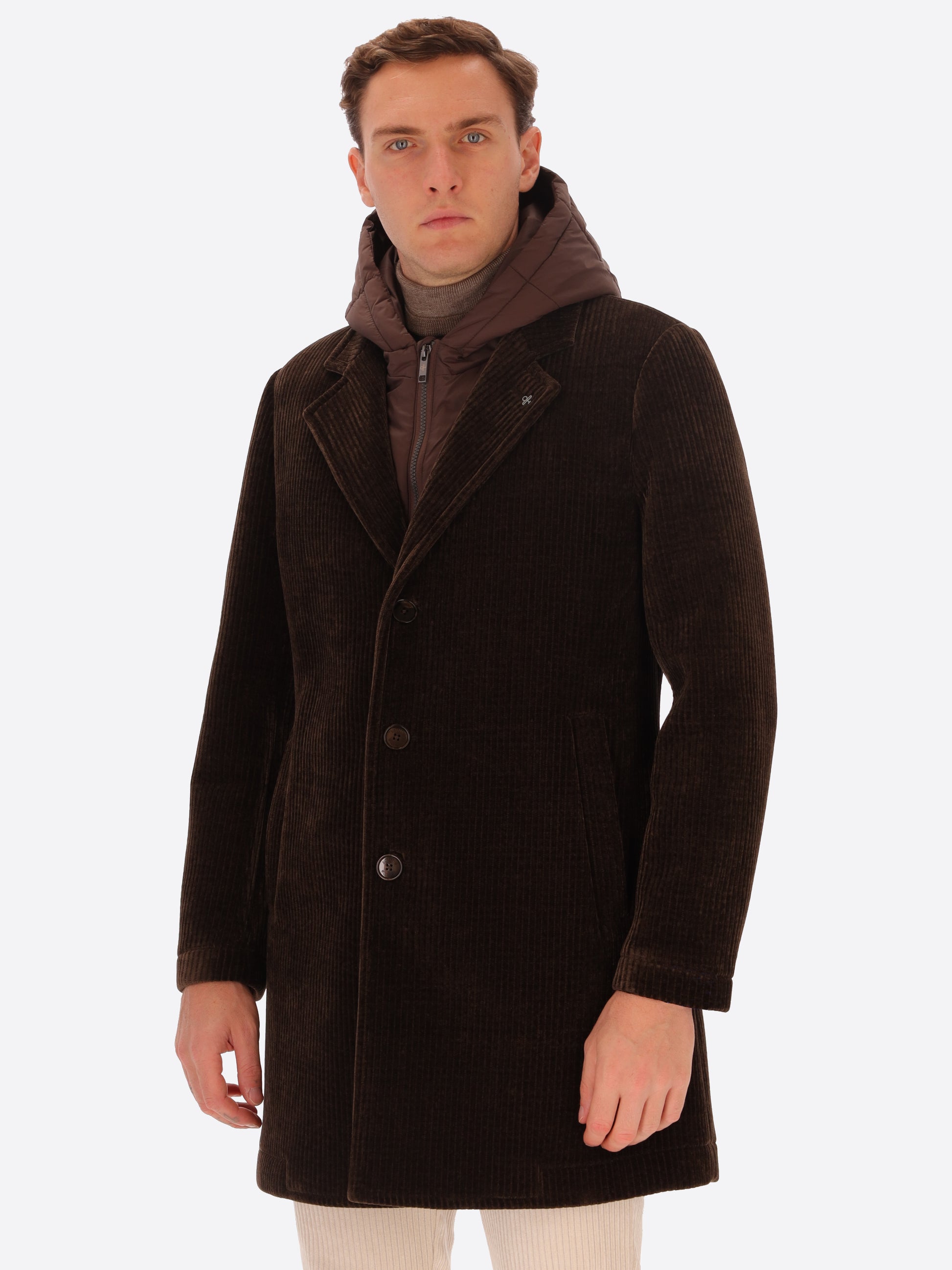French Rib Corduroy Coat With Detachable Hood Alba