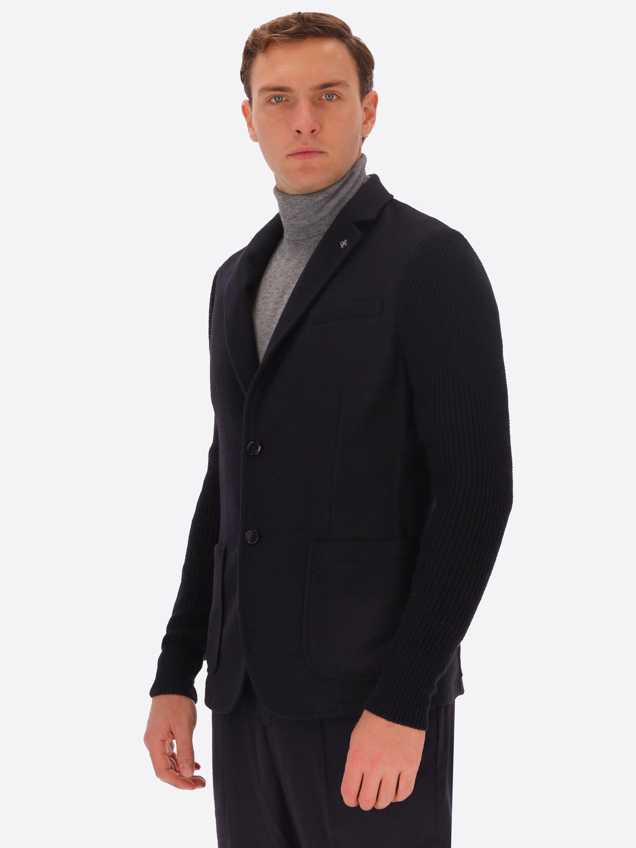 Wool-Blend with Knit Sleeves Jacket Regent