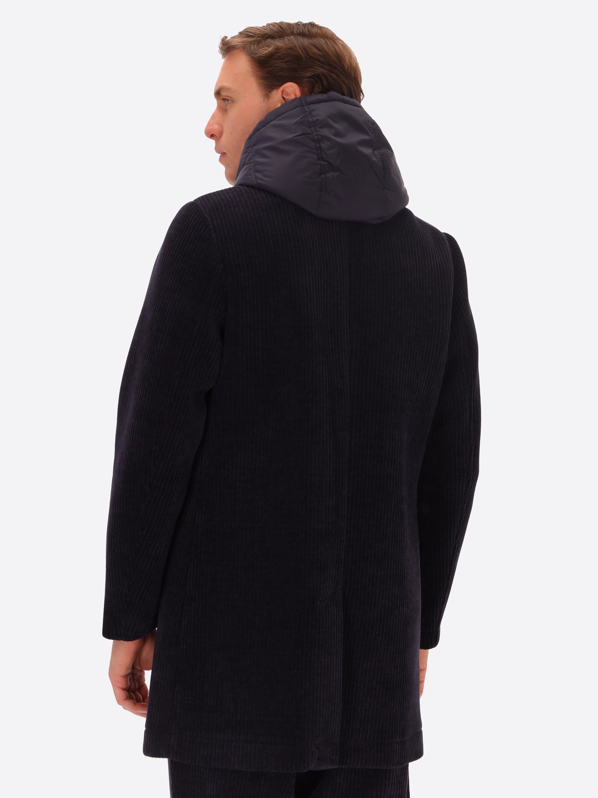 French Rib Corduroy Coat With Detachable Hood Alba