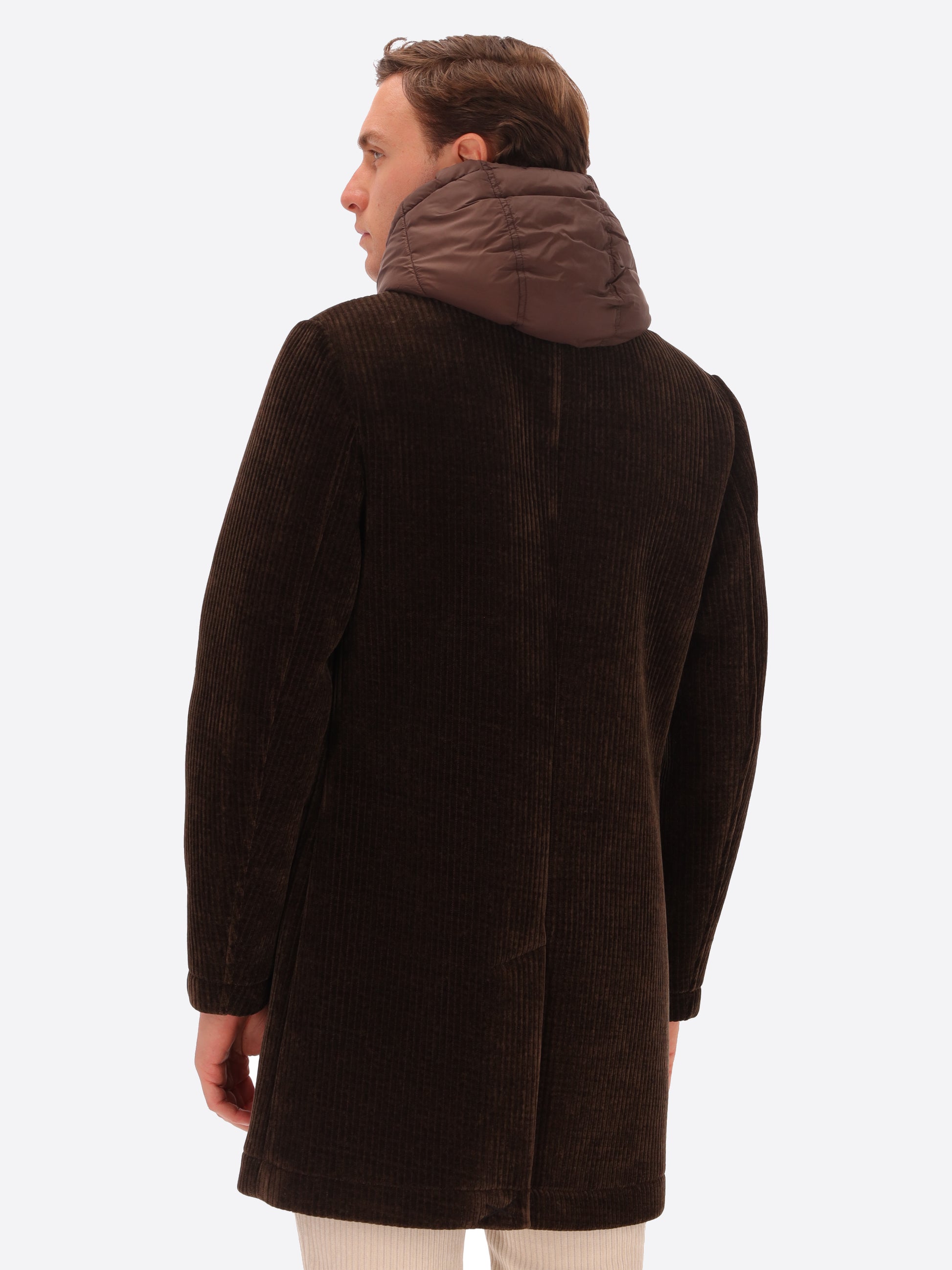 French Rib Corduroy Coat With Detachable Hood Alba