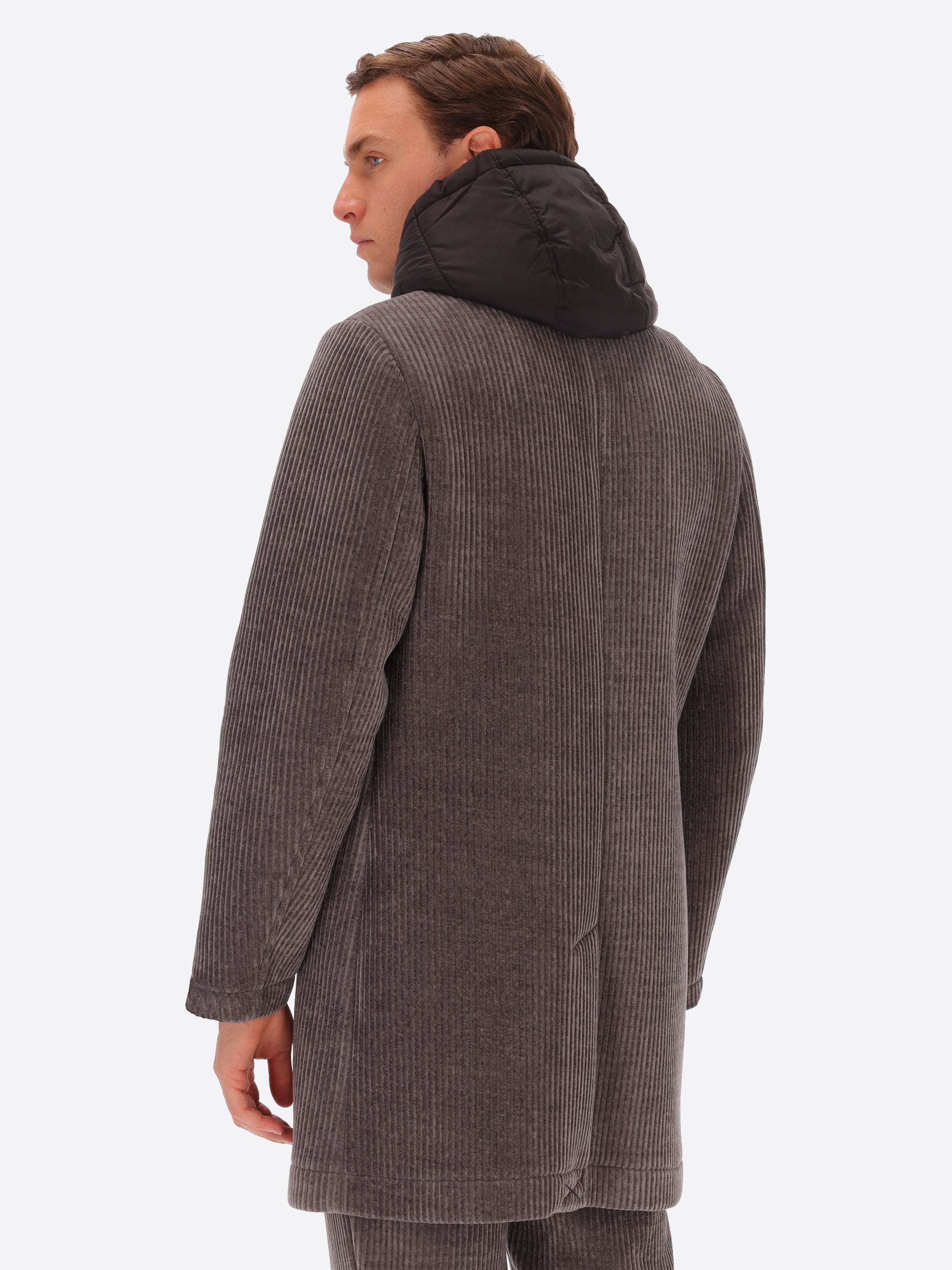 French Rib Corduroy Coat With Detachable Hood Alba