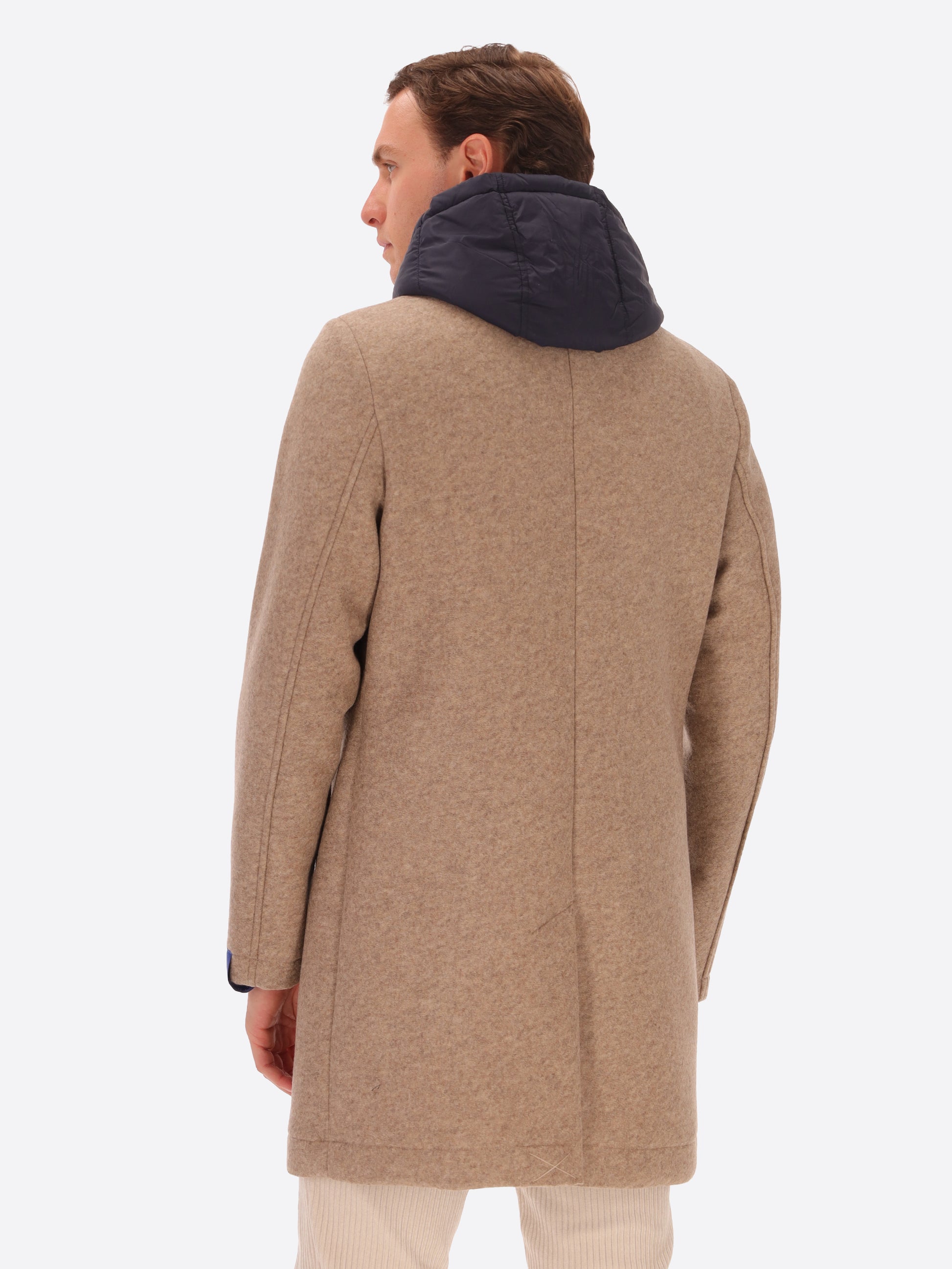 Cappotto Carlos In Lana Cotta Accoppiata Con Cappuccio Staccabile