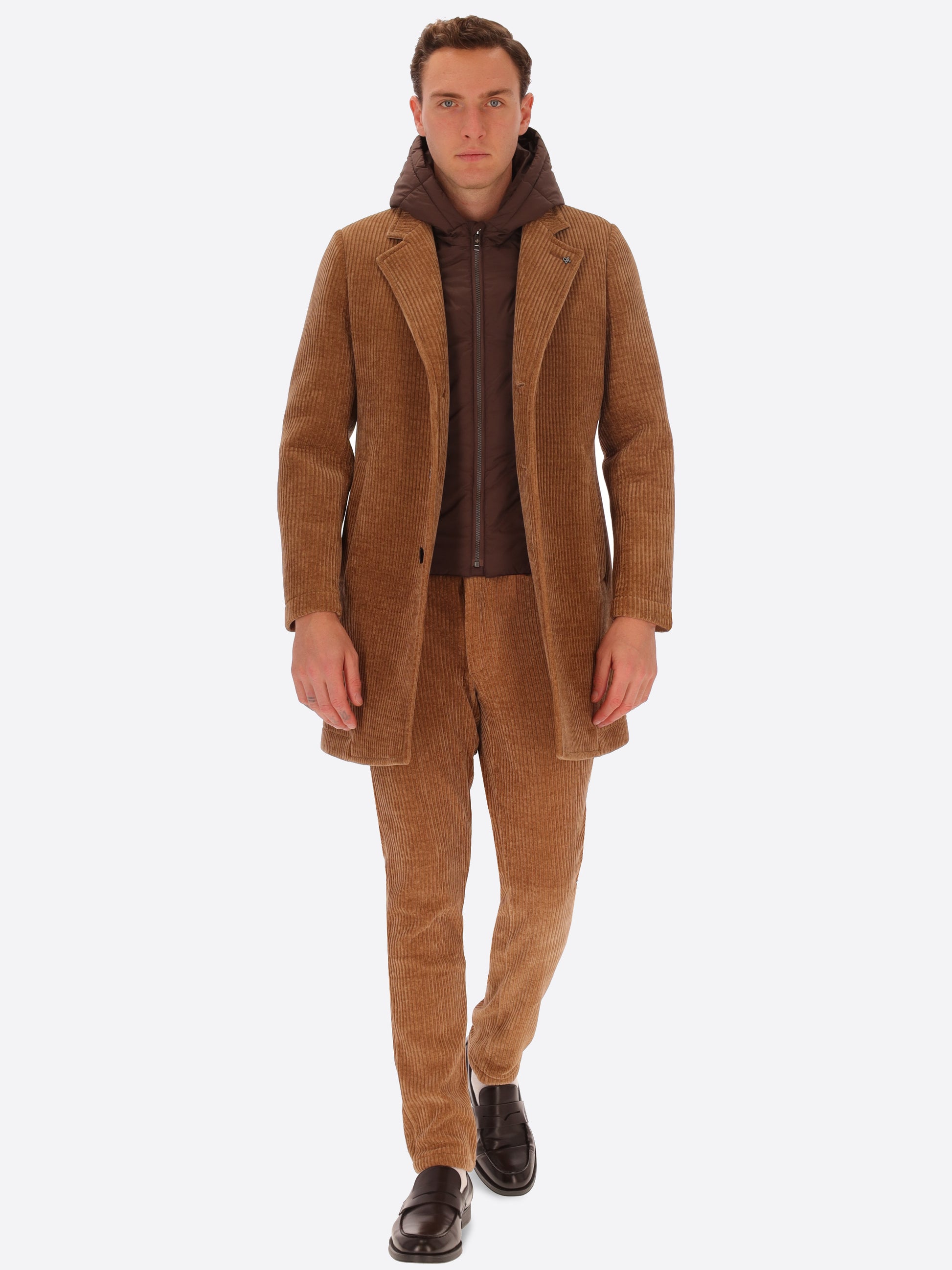 French Rib Corduroy Coat With Detachable Hood Alba