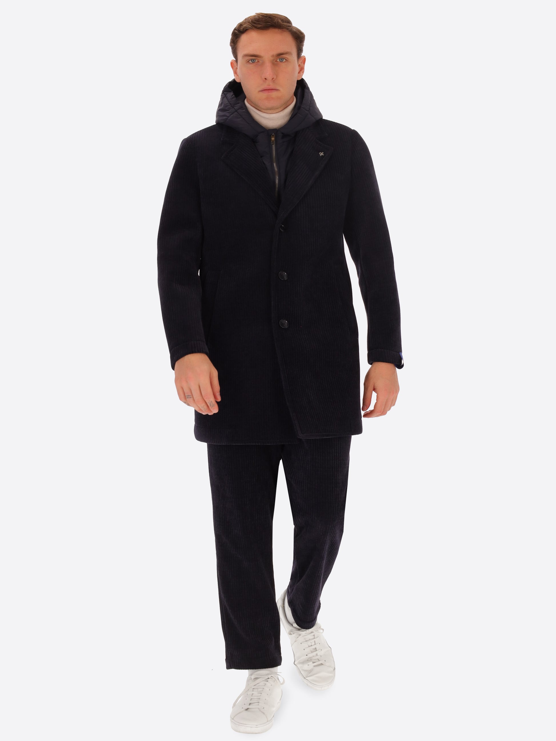 French Rib Corduroy Coat With Detachable Hood Alba
