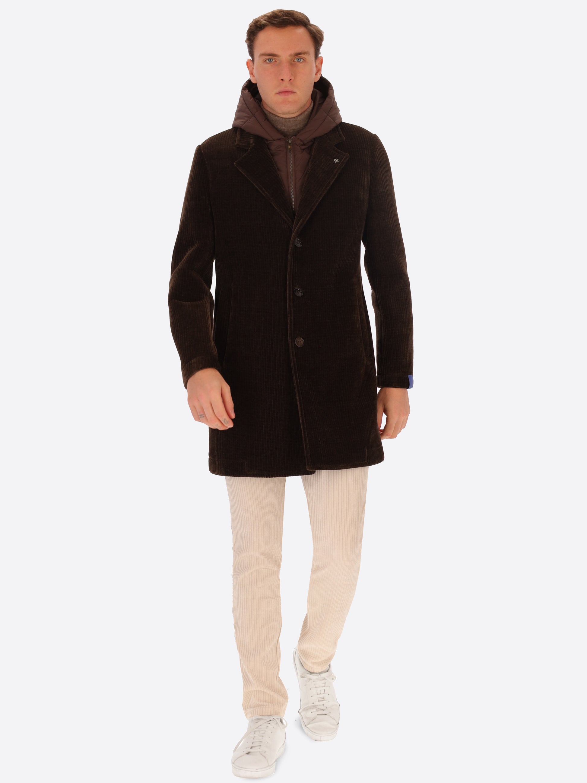 French Rib Corduroy Coat With Detachable Hood Alba