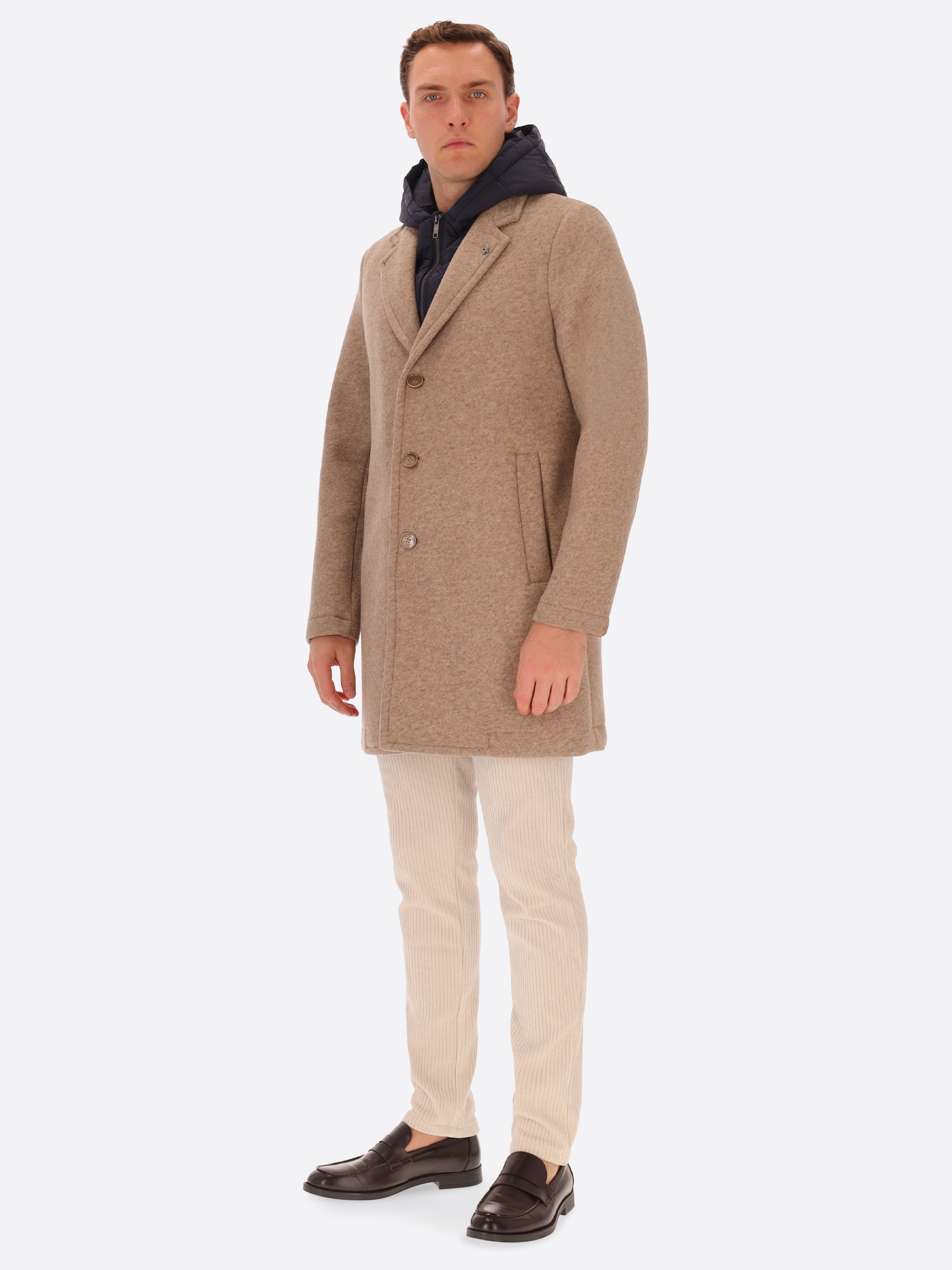 Cappotto Carlos In Lana Cotta Accoppiata Con Cappuccio Staccabile