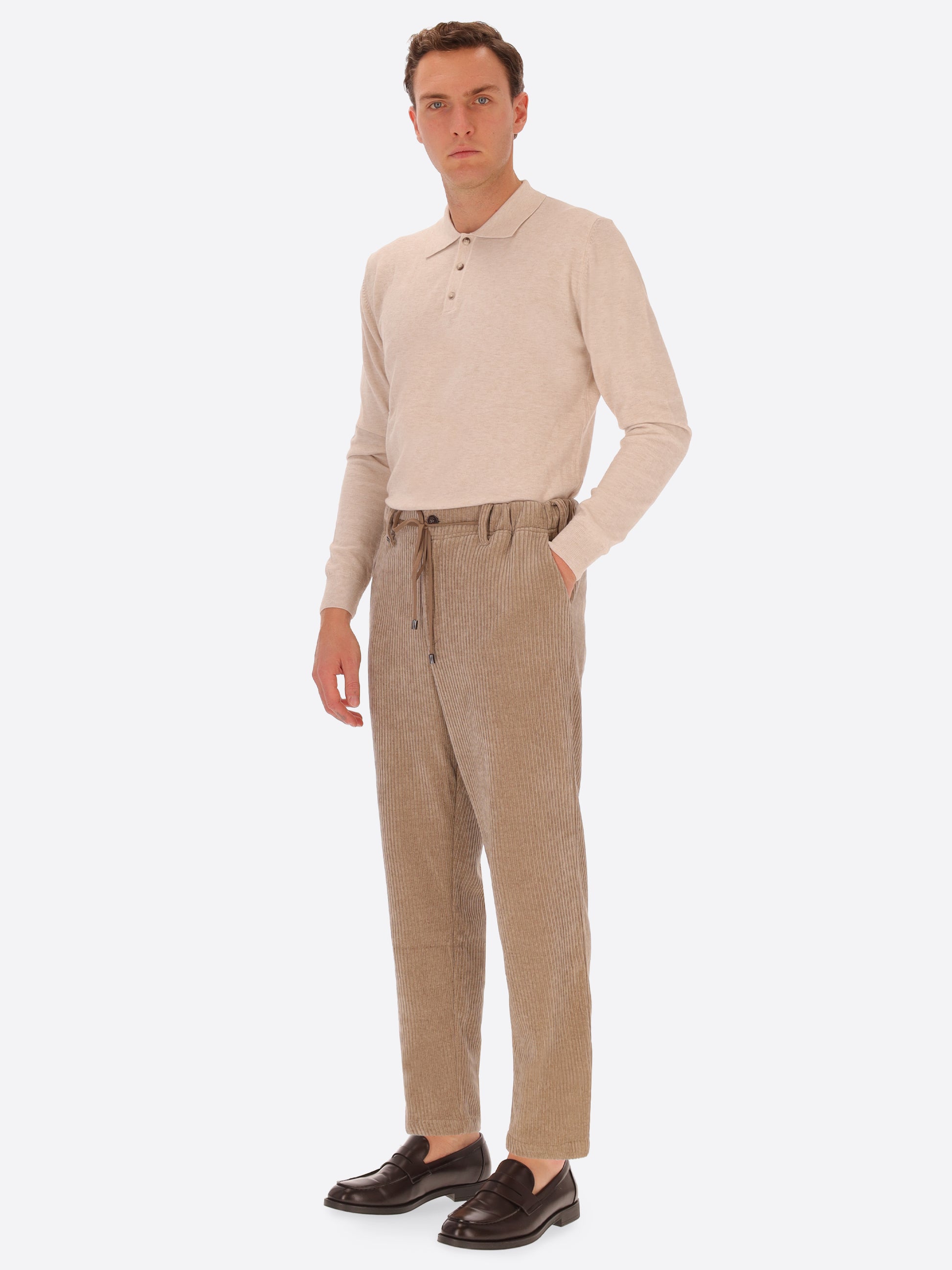 32" Pantalone Relax Torino In Velluto Con Costa Alla Francese