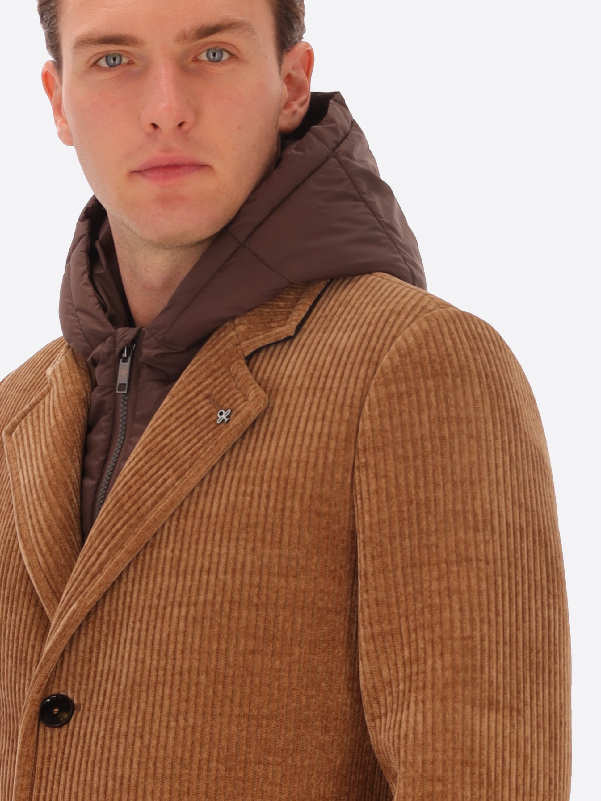 French Rib Corduroy Coat With Detachable Hood Alba