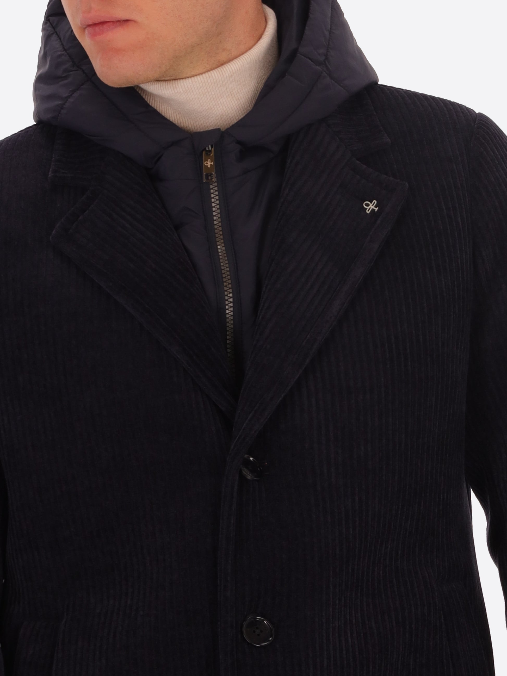 French Rib Corduroy Coat With Detachable Hood Alba