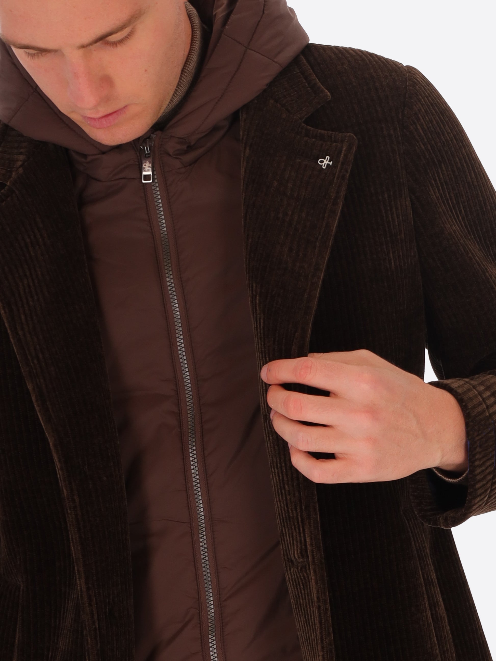 French Rib Corduroy Coat With Detachable Hood Alba