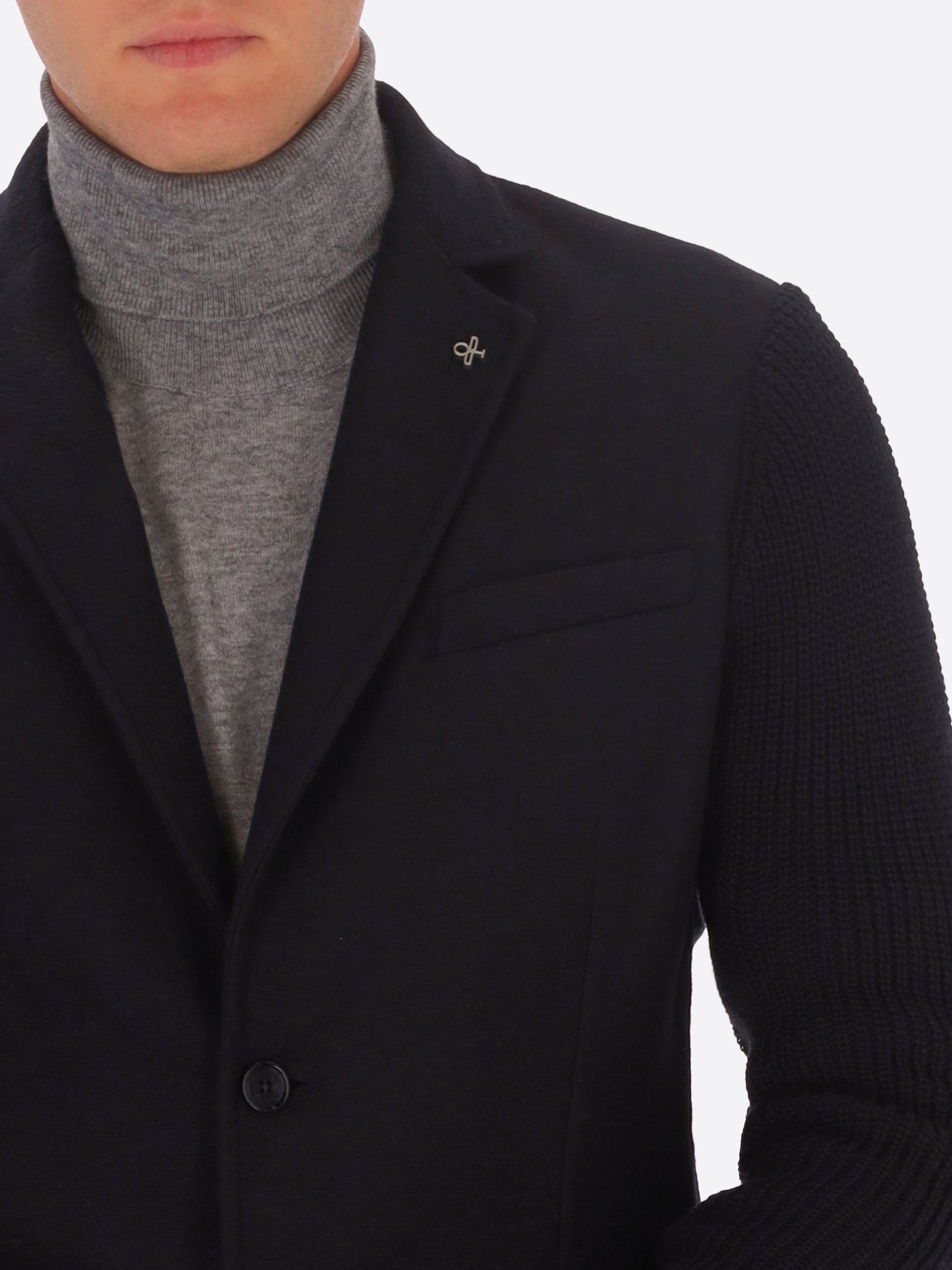 Wool Blend Knitted-Sleeves Jacket Regent