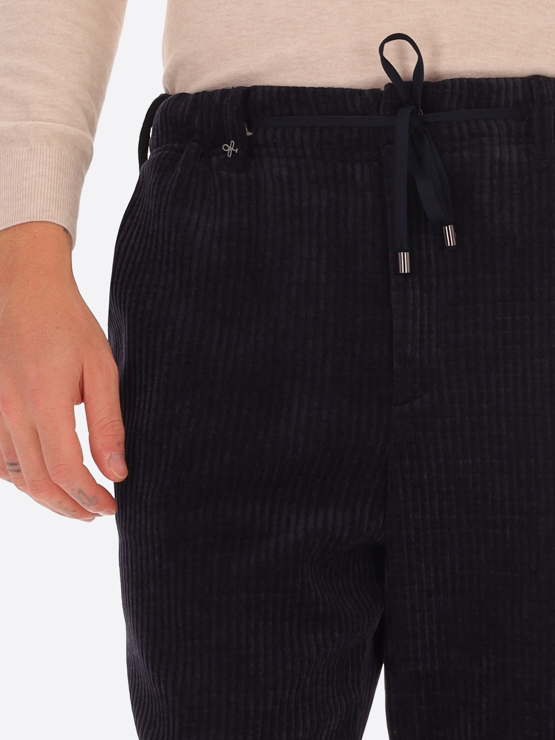 32" Pantalone Relax Torino In Velluto Con Costa Alla Francese