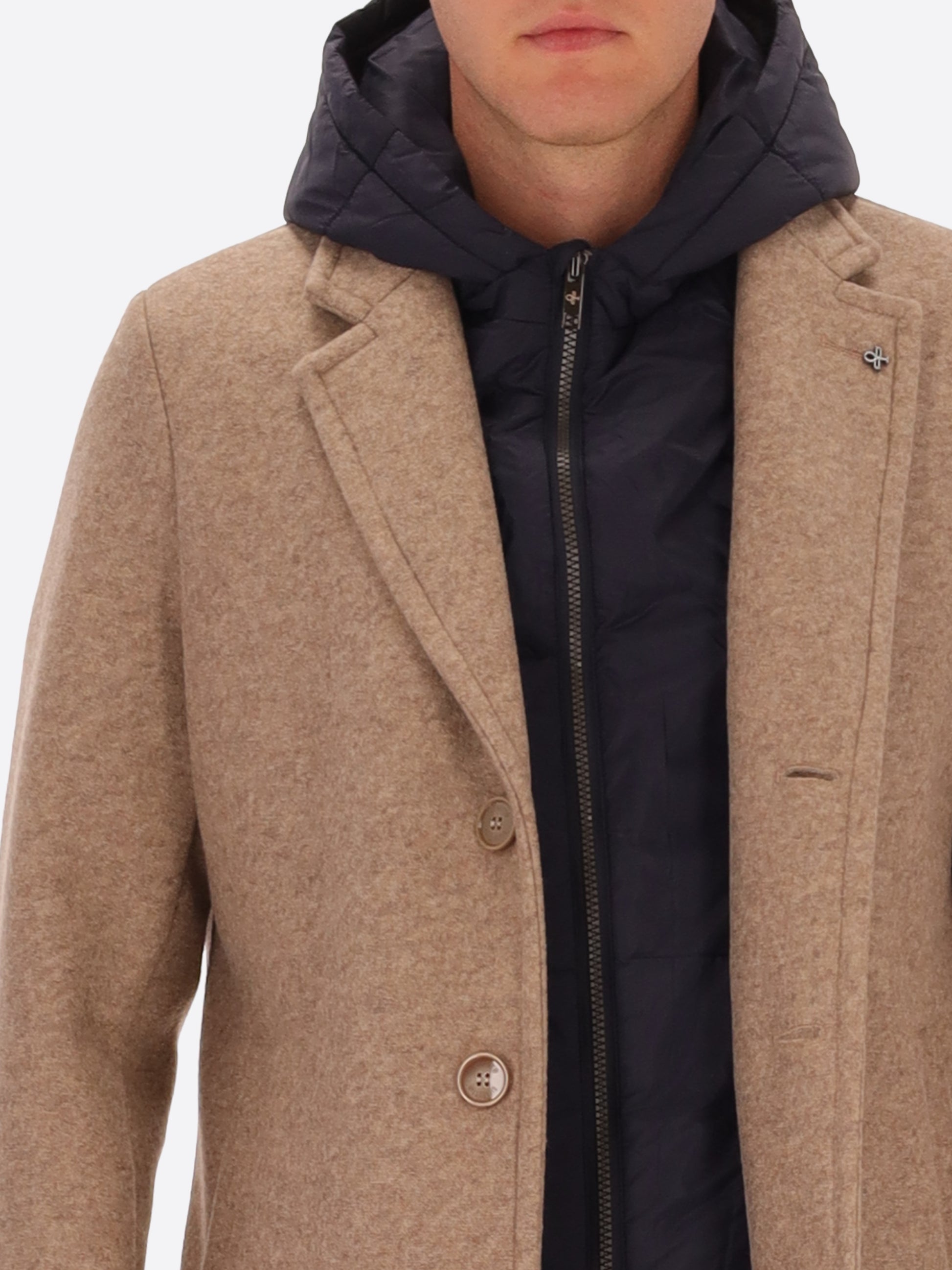 Cappotto Carlos In Lana Cotta Accoppiata Con Cappuccio Staccabile