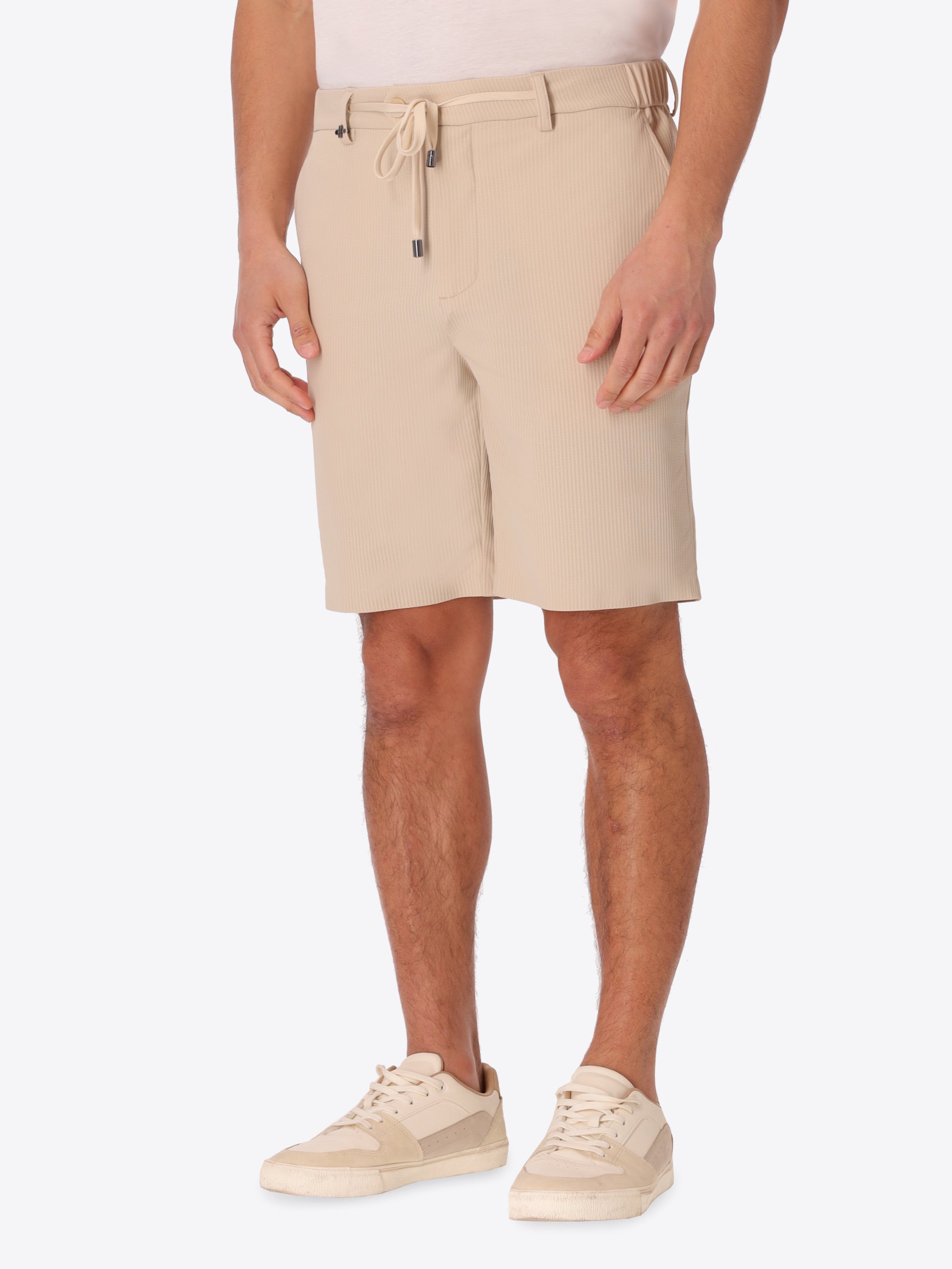 High-Perform12 Bermuda Leccio In Raised-Stripe Technical Stretch Fabric - Icon