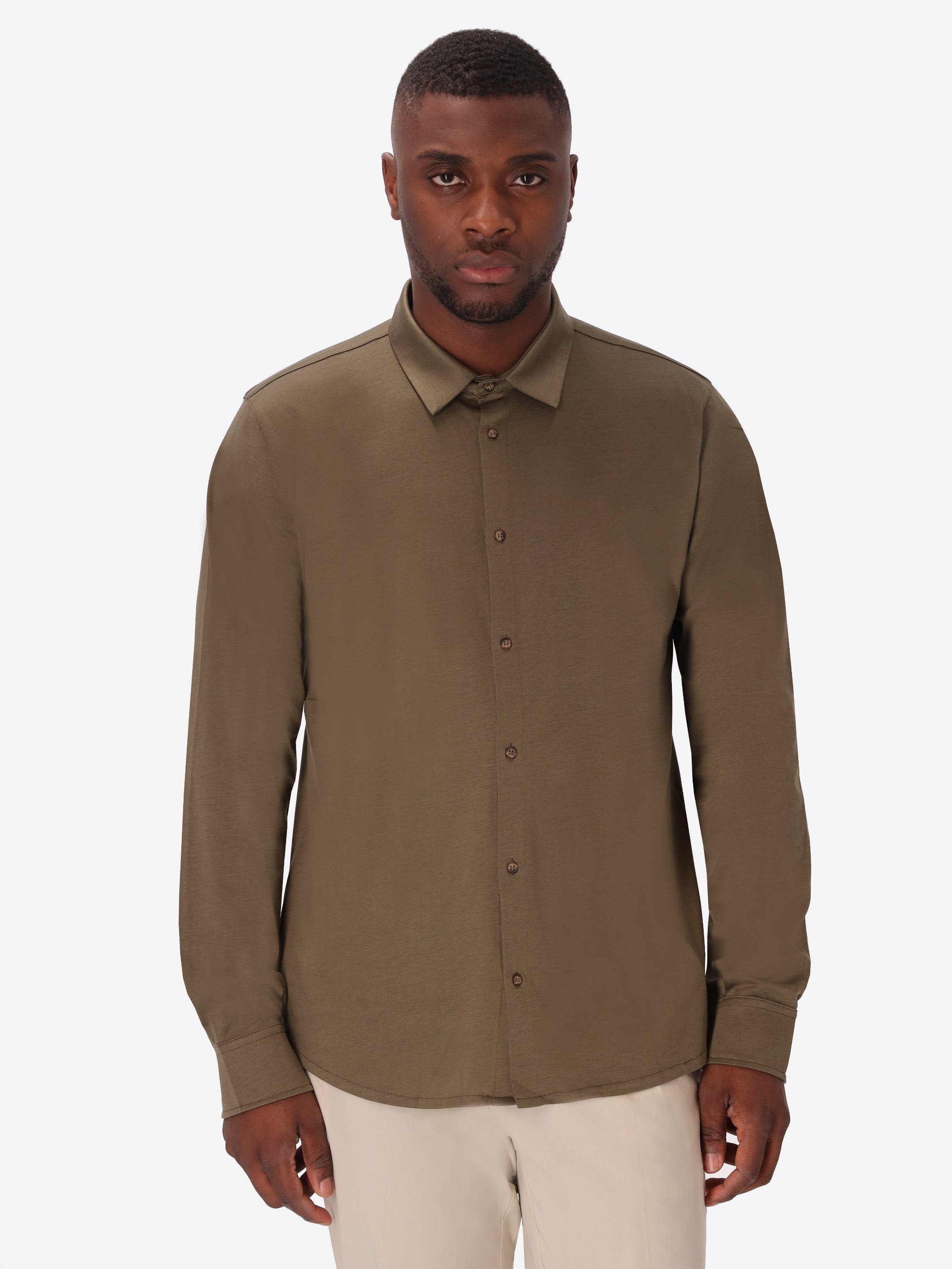 Shirt Menta In Fresh-Hand Cotton-Modal Fabric