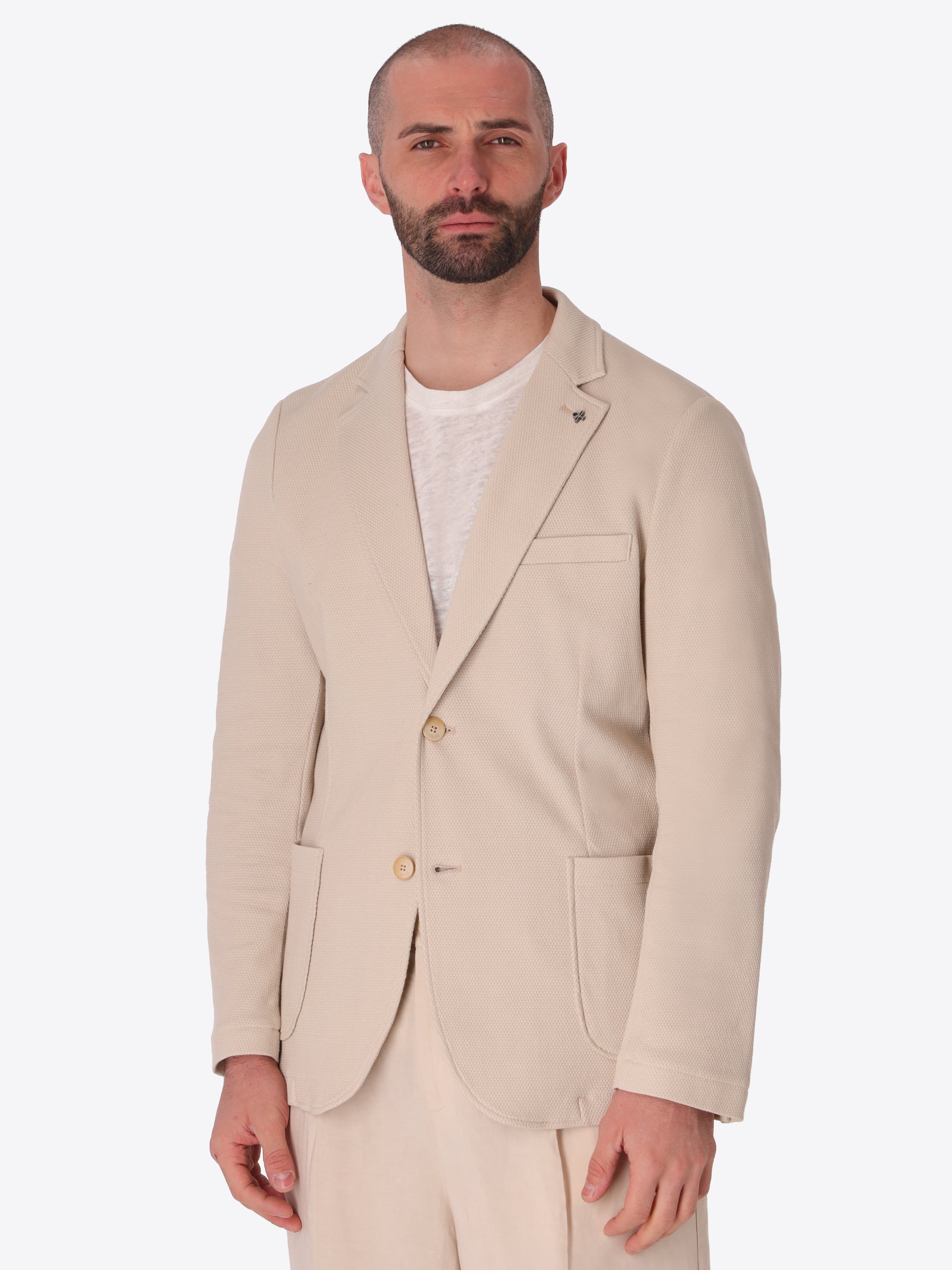 Giacca Clay In Tessuto Stretch Pallino Tono Su Tono A Rilievo - Icon
