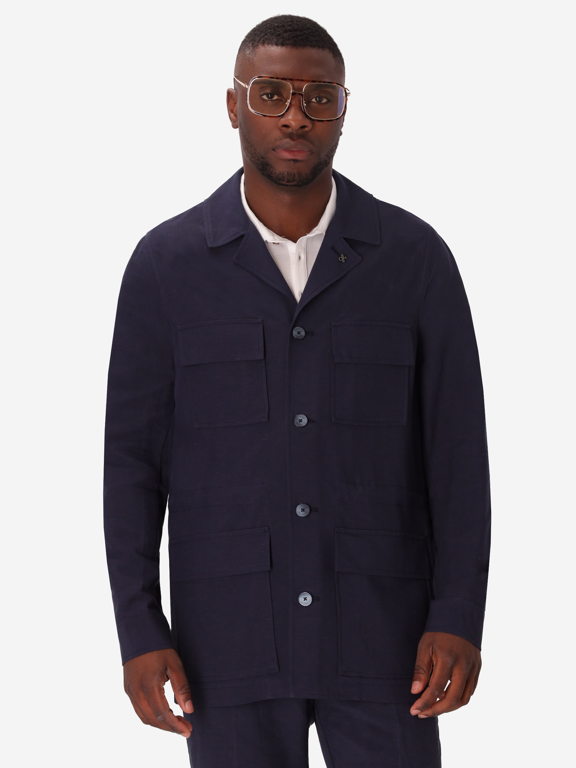 Field Jacket Alloro In Lightweight Linen-Viscose Fabric