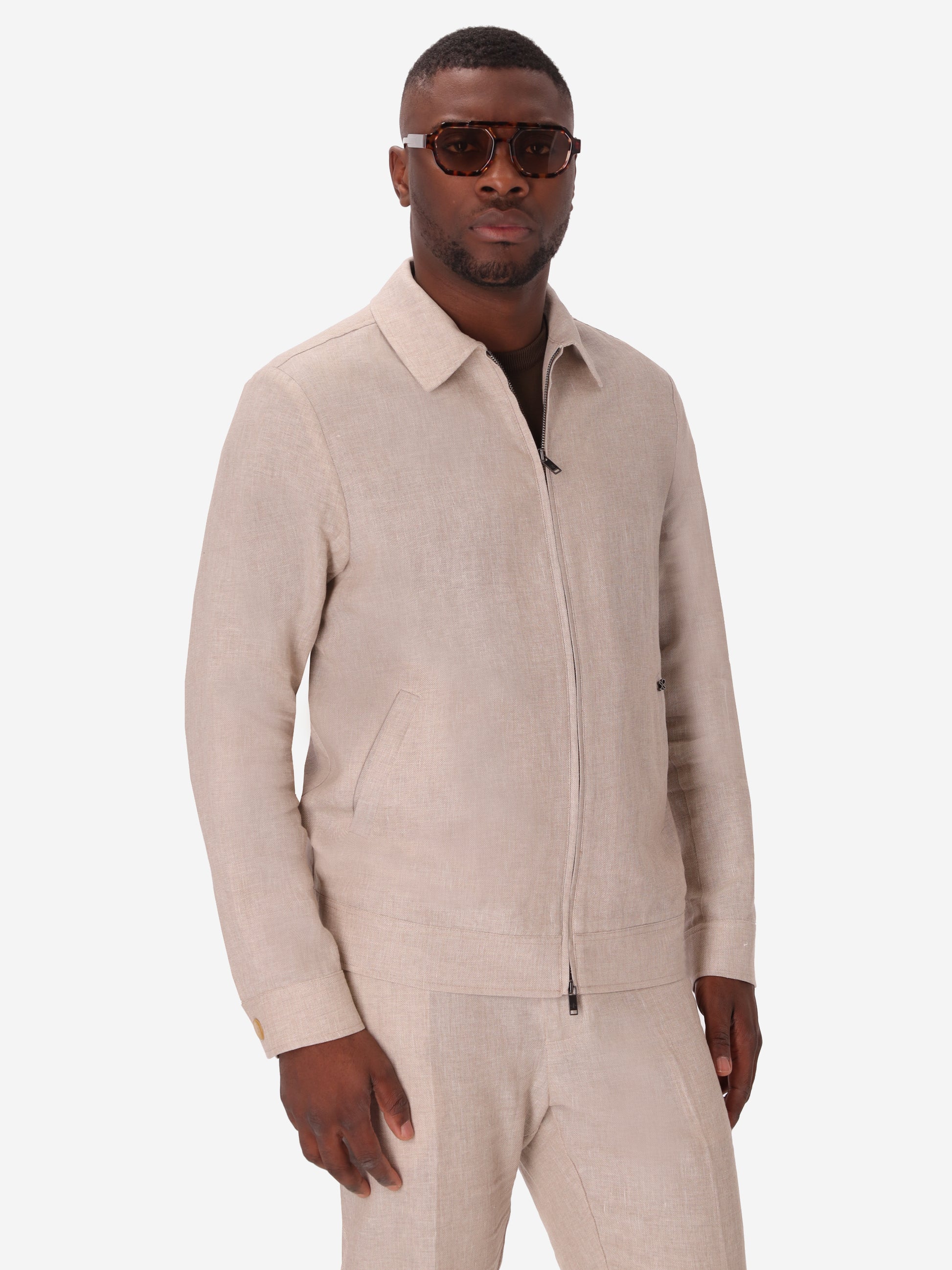Aviator Jacket Certo In Soft-Touch Linen Blend Fabric