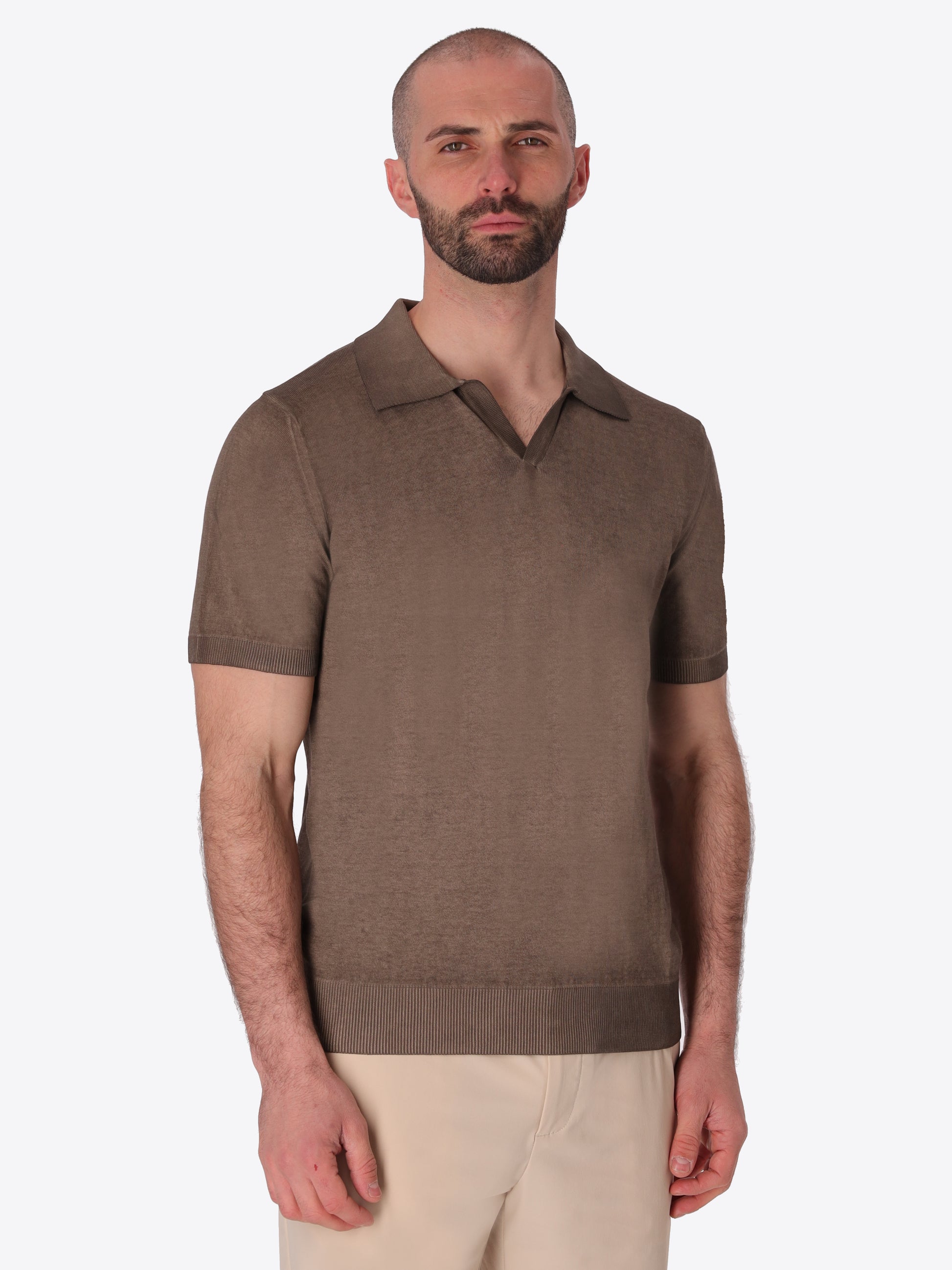 Polo Granito In Garment-Dyed Cotton Yarn With Double-Tone Interior/Exterior Treatment