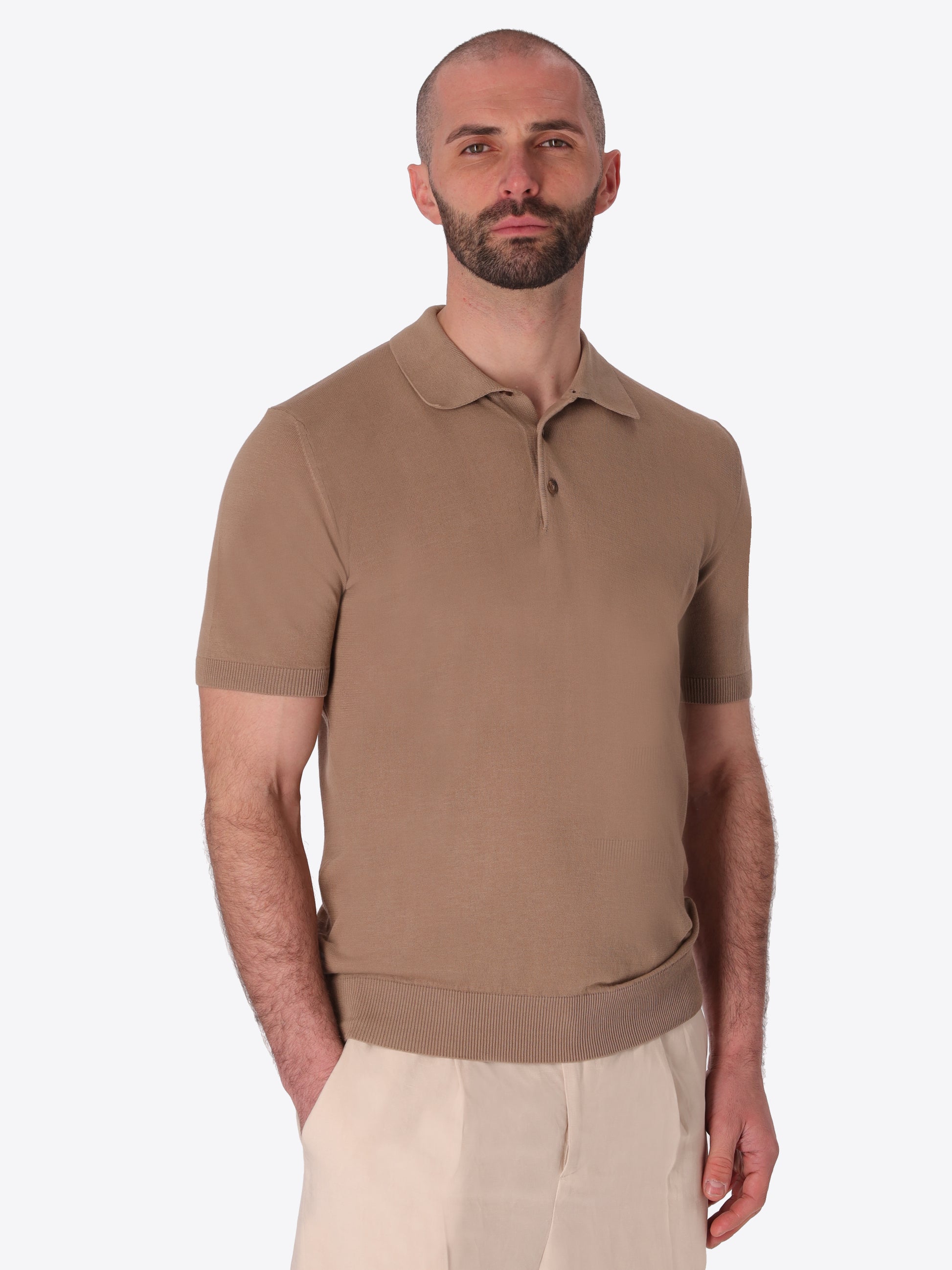 Polo Carrara In Filato Crèpe Di Cotone Tinto In Capo - Icon