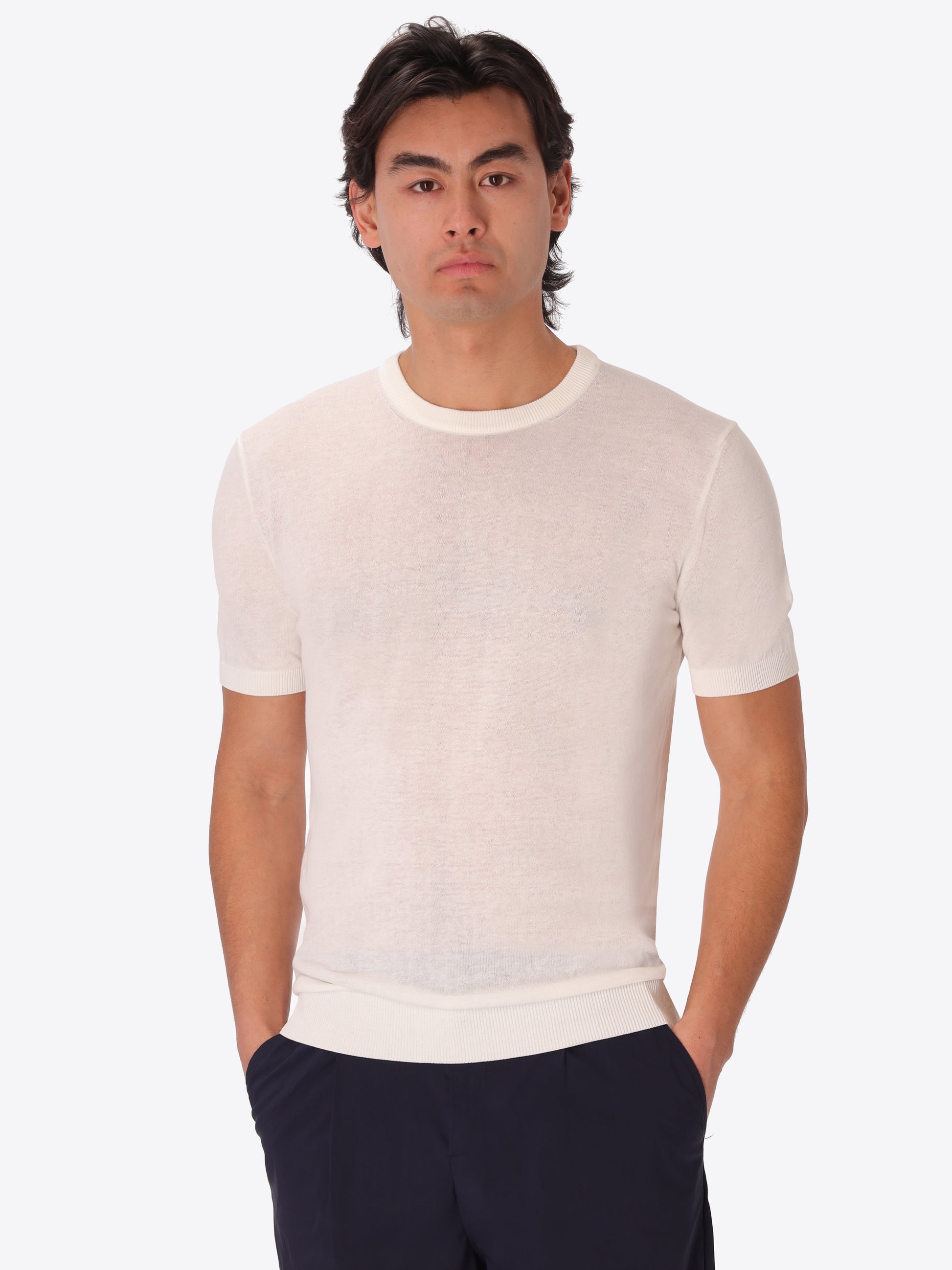 T-Shirt Carrara In Garment-Dyed Cotton Crepe Yarn