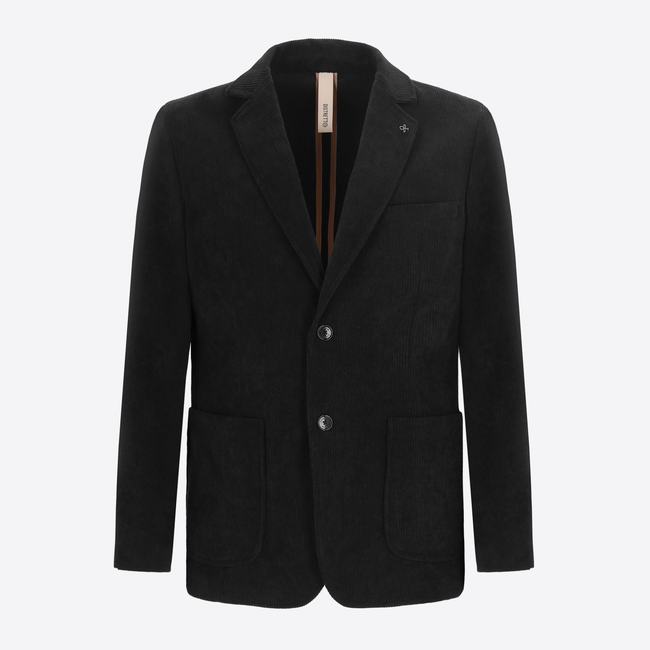 Distretto12 Leonardo Black 1000-Stripe Super-Comfort Velvet Jacket - Product Still Life
