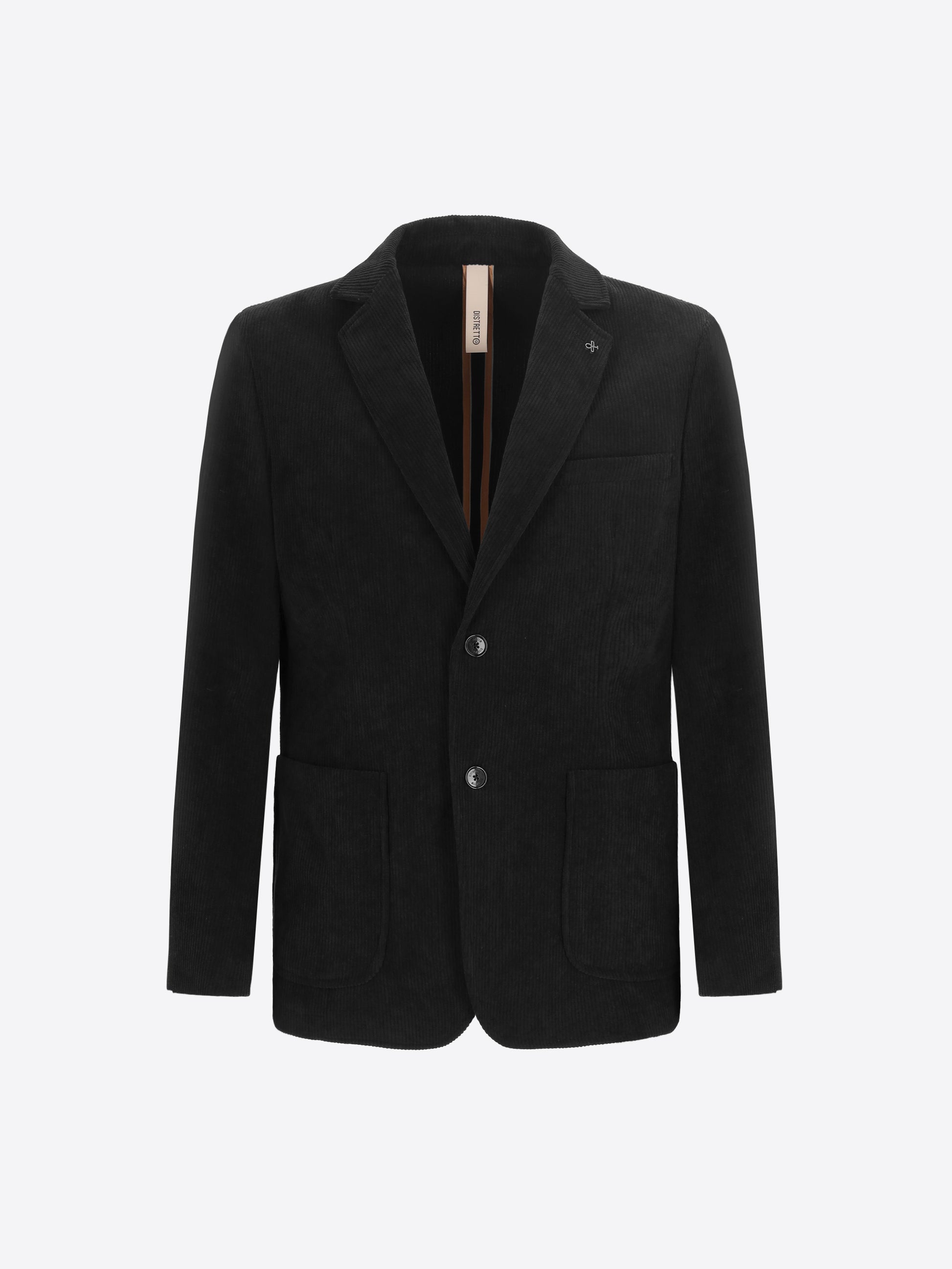 Distretto12 Leonardo Black 1000-Stripe Super-Comfort Velvet Jacket - Product Still Life